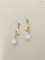 Micro Inlaid Zircon Palm Pearl Eardrops Earrings - Image 4